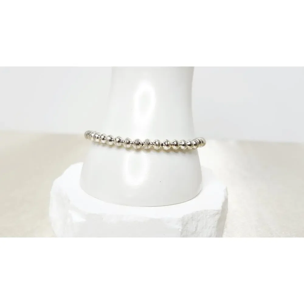 Vintage 925 Sterling Silver Beaded Ball Strand Bracelet 7